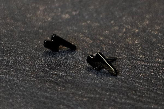 Black Lightning Bolt Titanium Threadless Earring