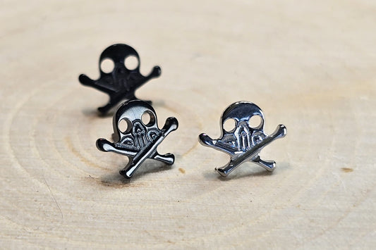 Black Skull & Crossbones Titanium Threadless Earring
