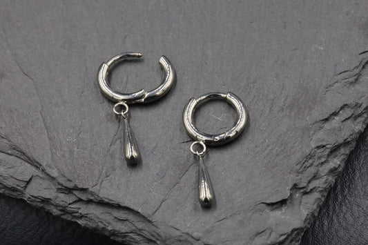 Raindrop Dangle Titanium Hoop Earring