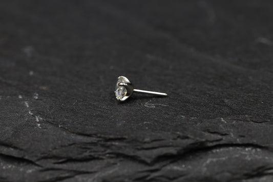 Round Prong-set Moissanite Titanium Threadless Earring