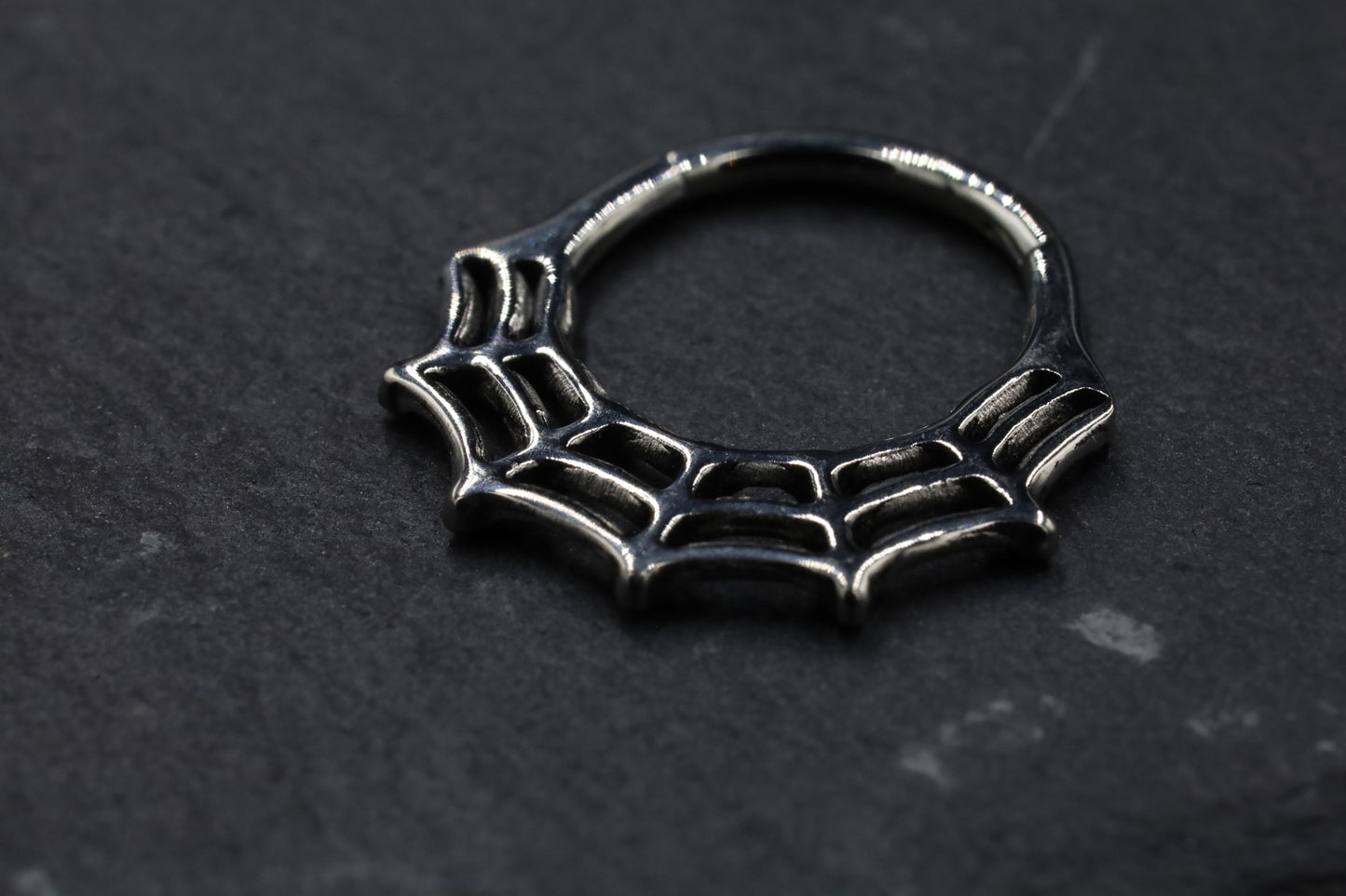 Titanium Spider Web Hoop Earring