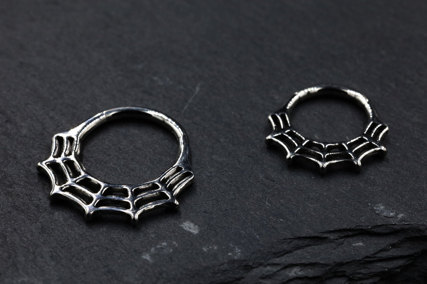 Titanium Spider Web Hoop Earring