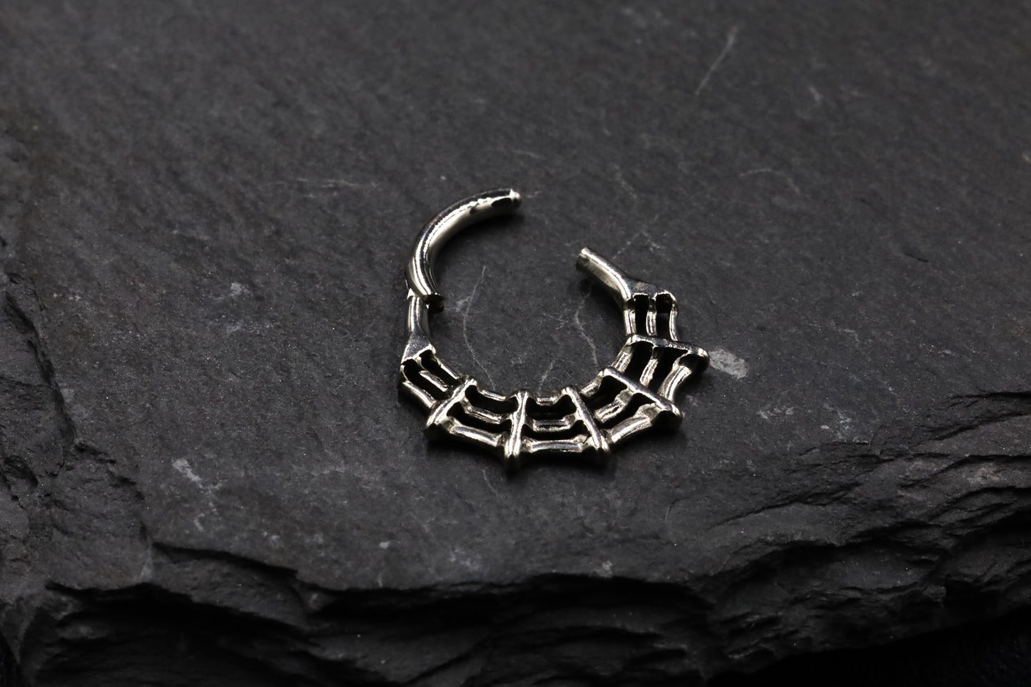 Titanium Spider Web Hoop Earring