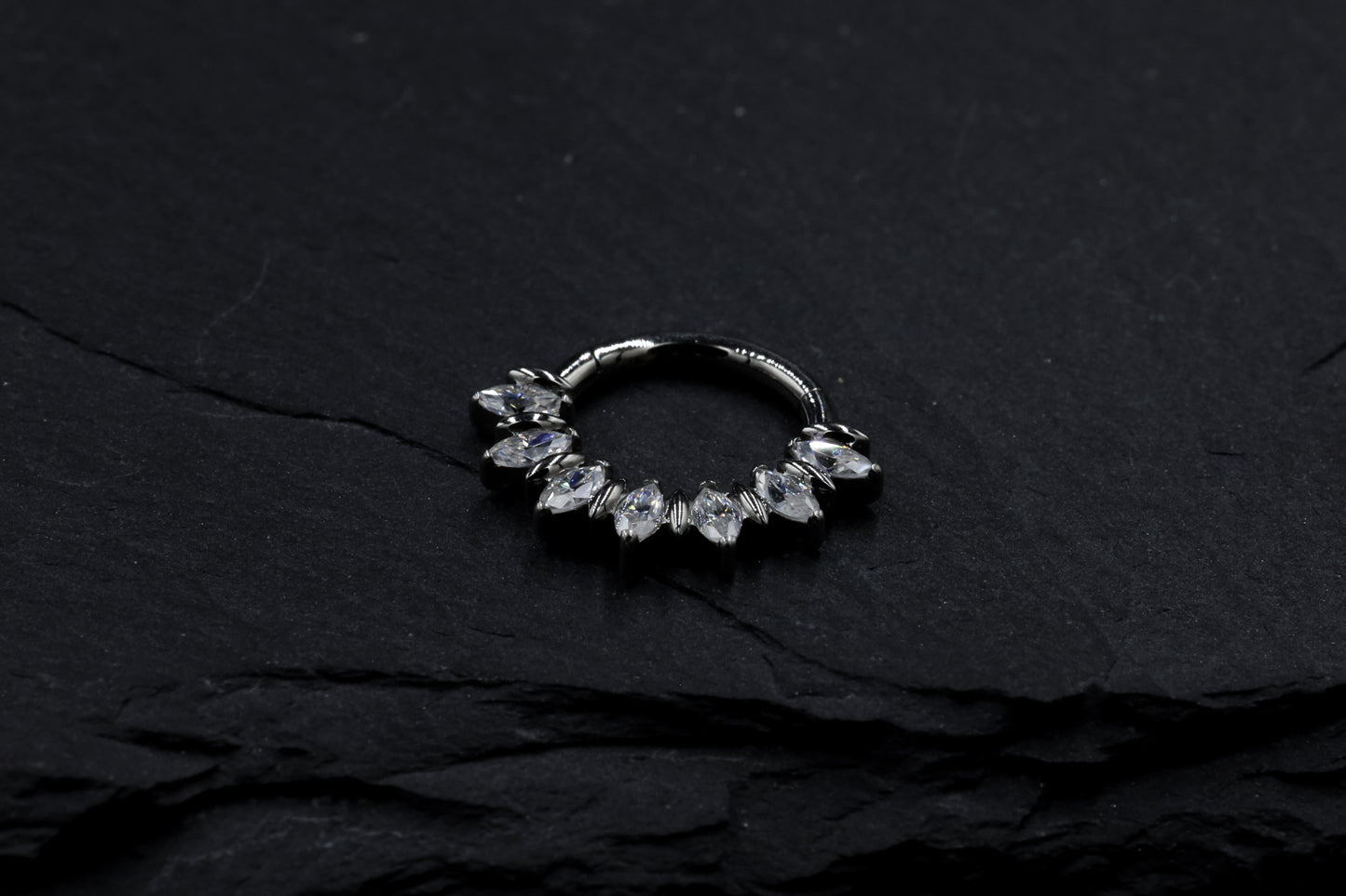 Marquise Moissanite Forward Facing Hoop