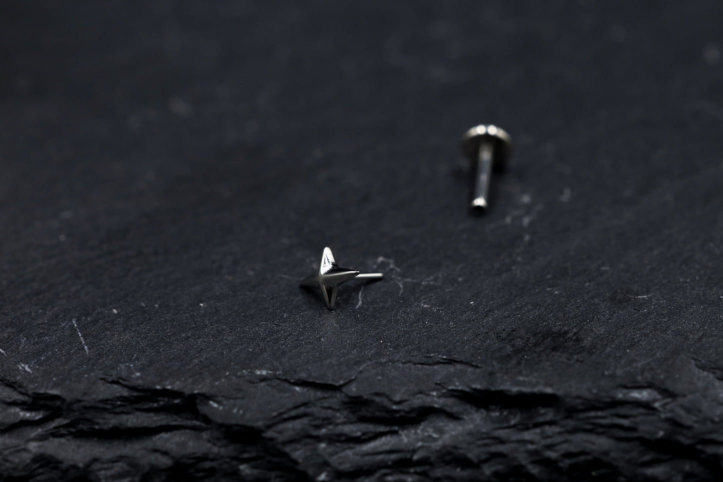 Four-Point Star Titanium Threadless Earring