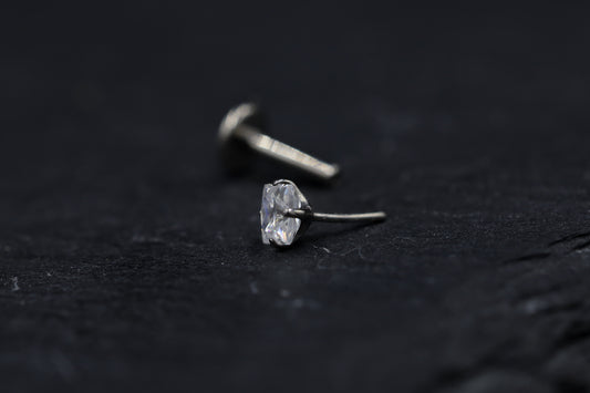 Square Prong-set Moissanite Titanium Threadless Earring