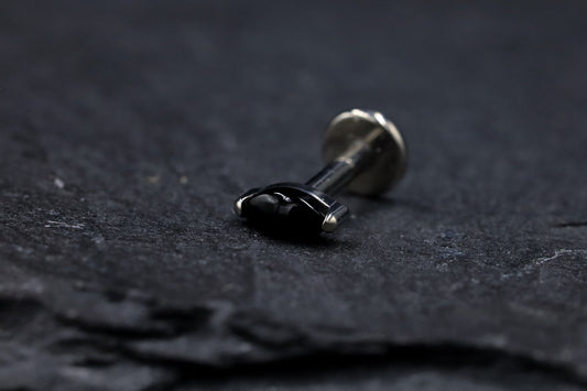 Black Onyx Marquise Titanium Threadless Earring