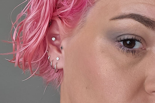 White Gold Disc Threadless Earring