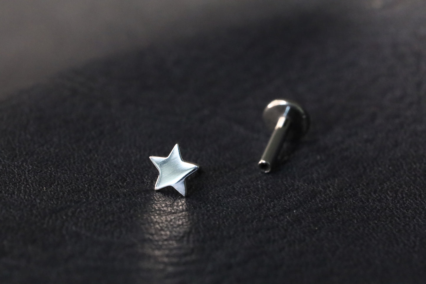 White Gold Star Threadless Earring
