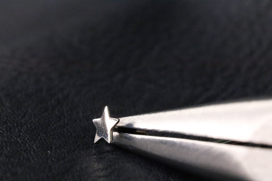 White Gold Star Threadless Earring