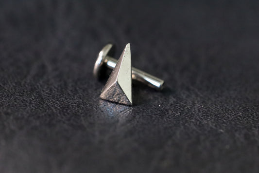 White Gold Long Pyramid Stud Threadless Earring