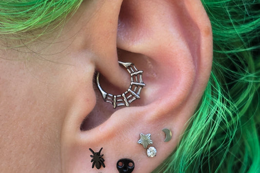 Titanium Spider Web Hoop Earring