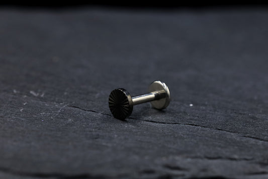 Black Cut Titanium Disc Threadless Earring
