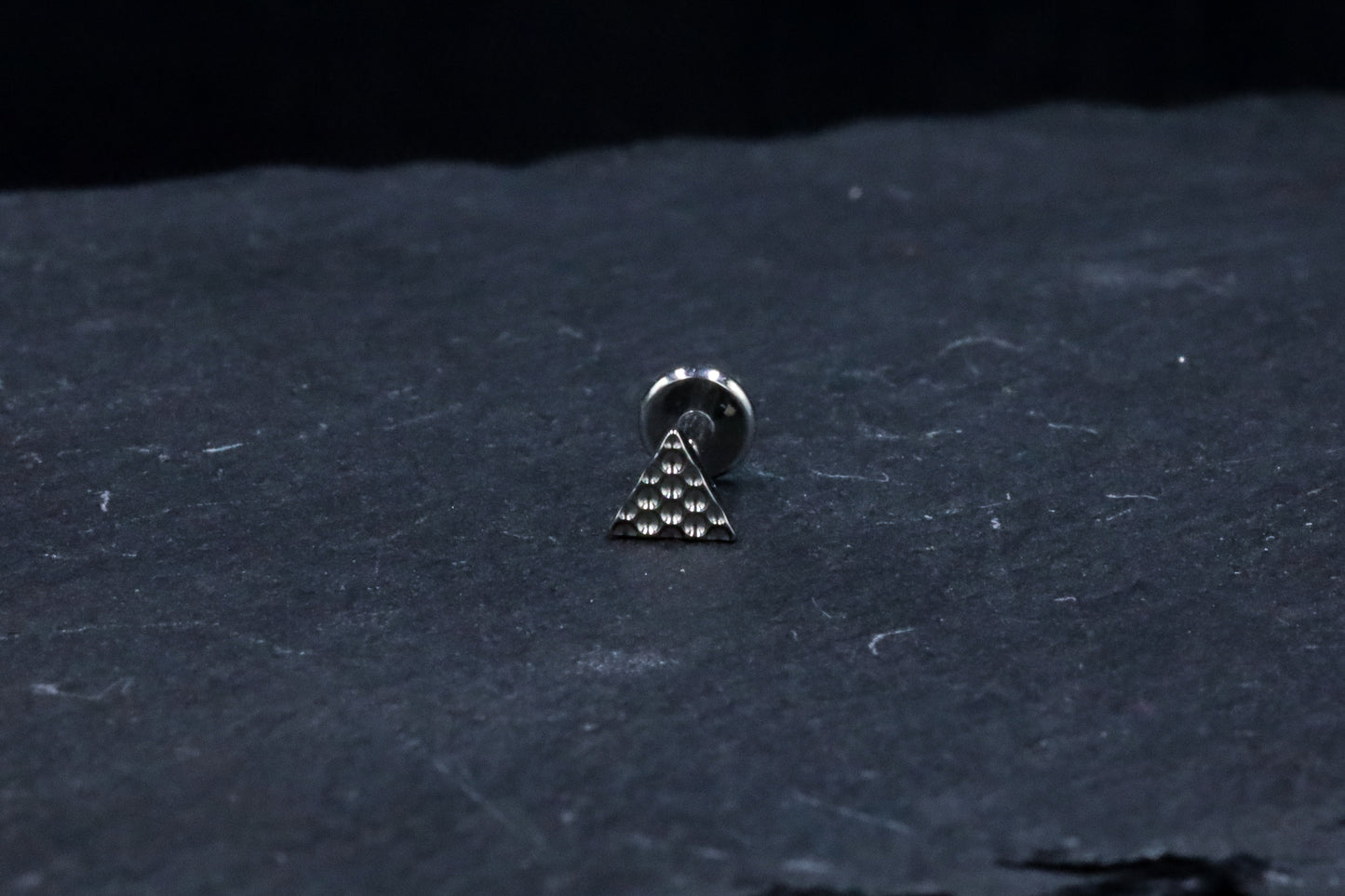 Textured Triangle Titanium Threadless Earring