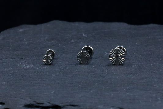 Cut Titanium Disc Threadless Earring