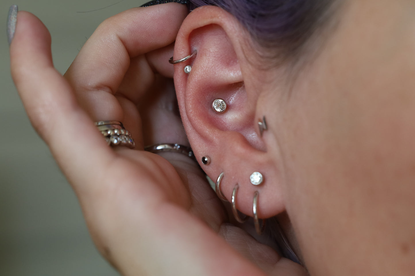 White Gold Hinge Hoop Earring