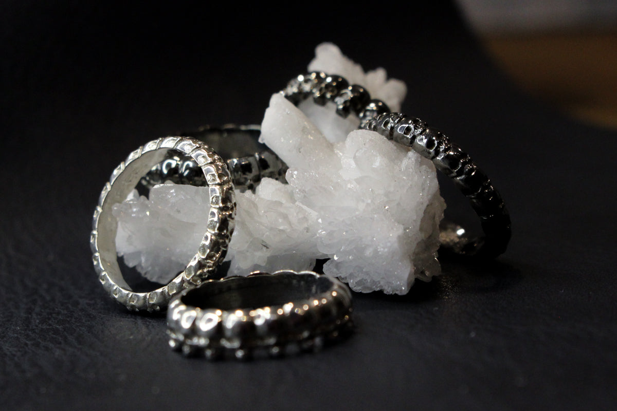 Sterling Silver Small Skull Eternity Band