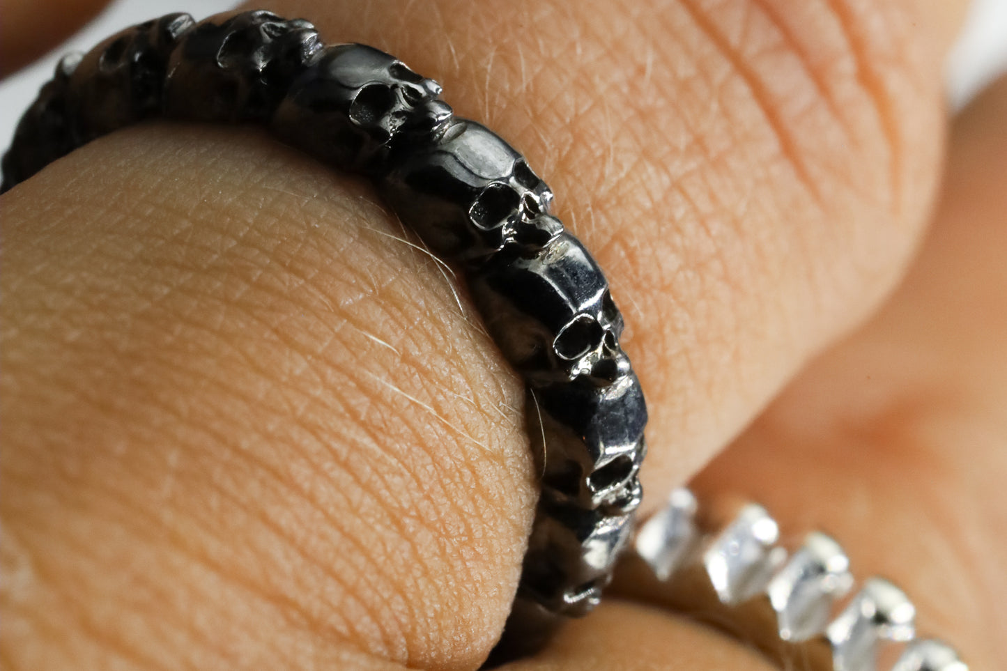 Black Metal Small Skull Eternity Ring