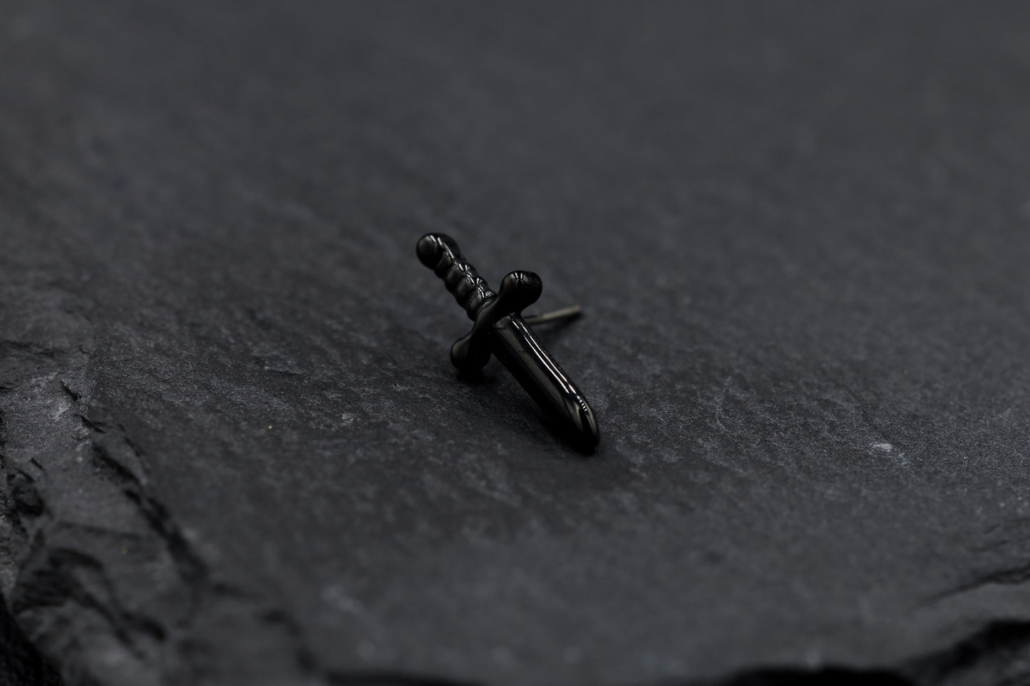 Black Dagger Titanium Threadless Earring