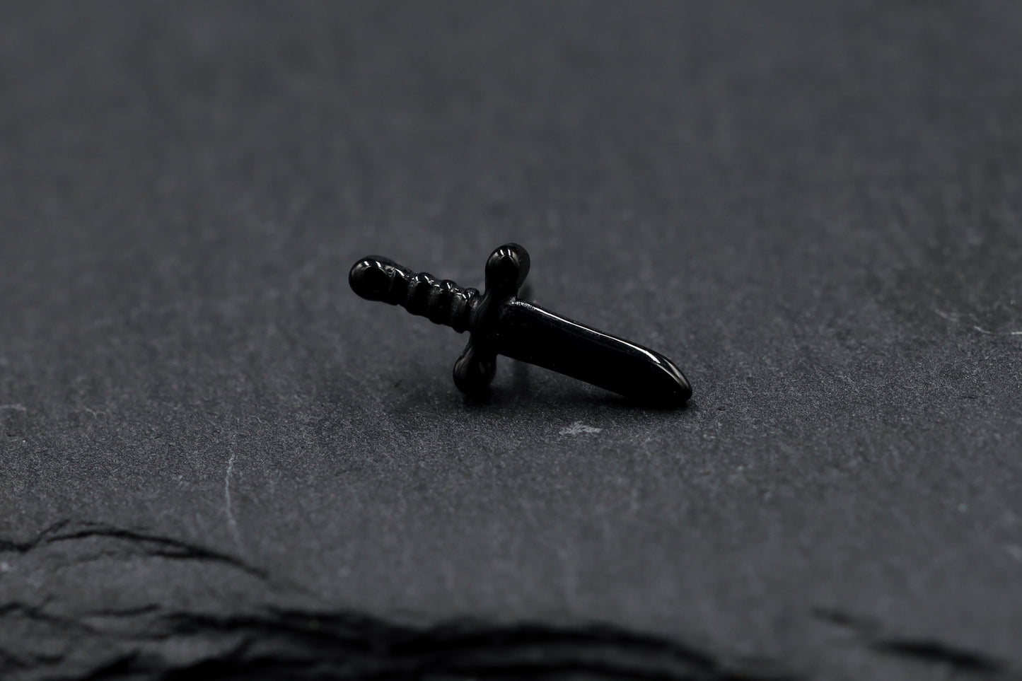 Black Dagger Titanium Threadless Earring