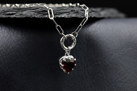 Red Garnet Heart and Chain Necklace