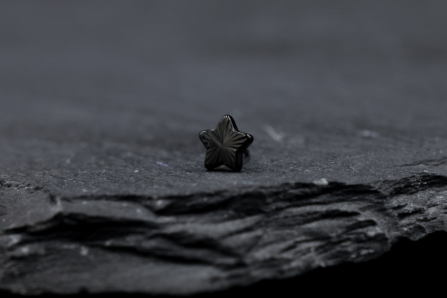 Black Cut Star Titanium Threadless Earring