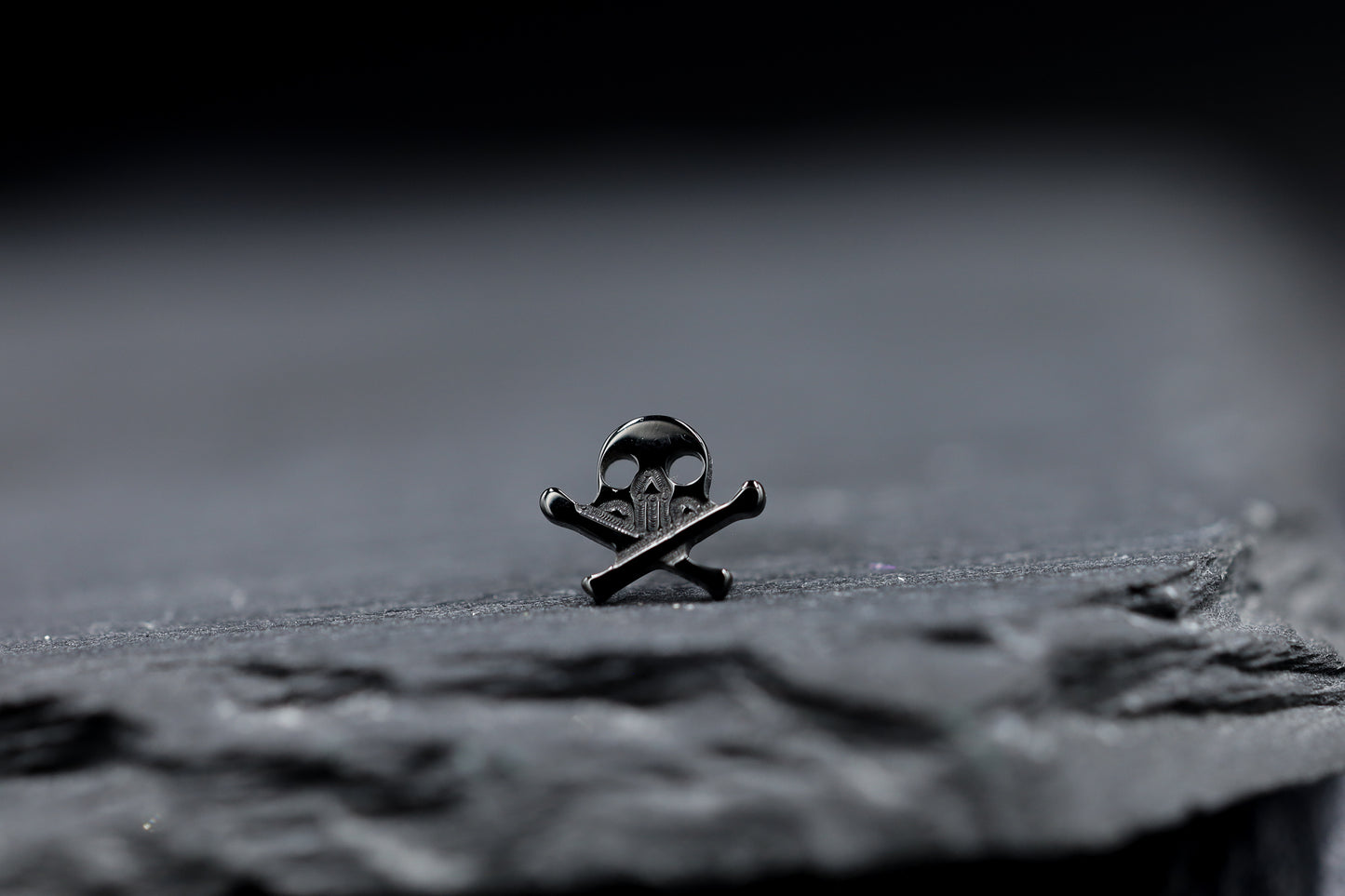 Black Skull & Crossbones Titanium Threadless Earring