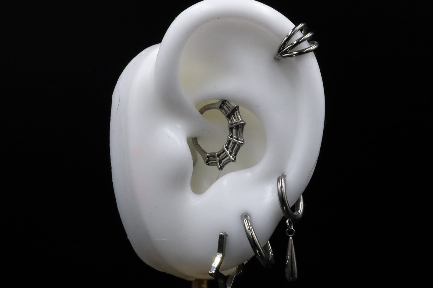 Titanium Spider Web Hoop Earring