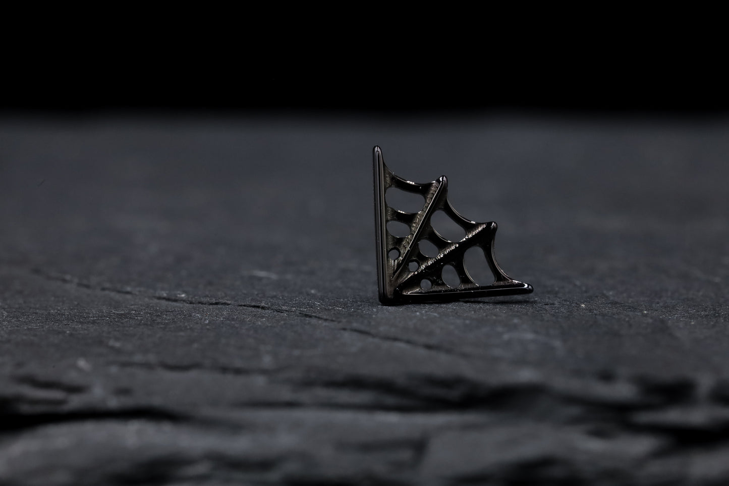 Black Cobweb Titanium Threadless Earring