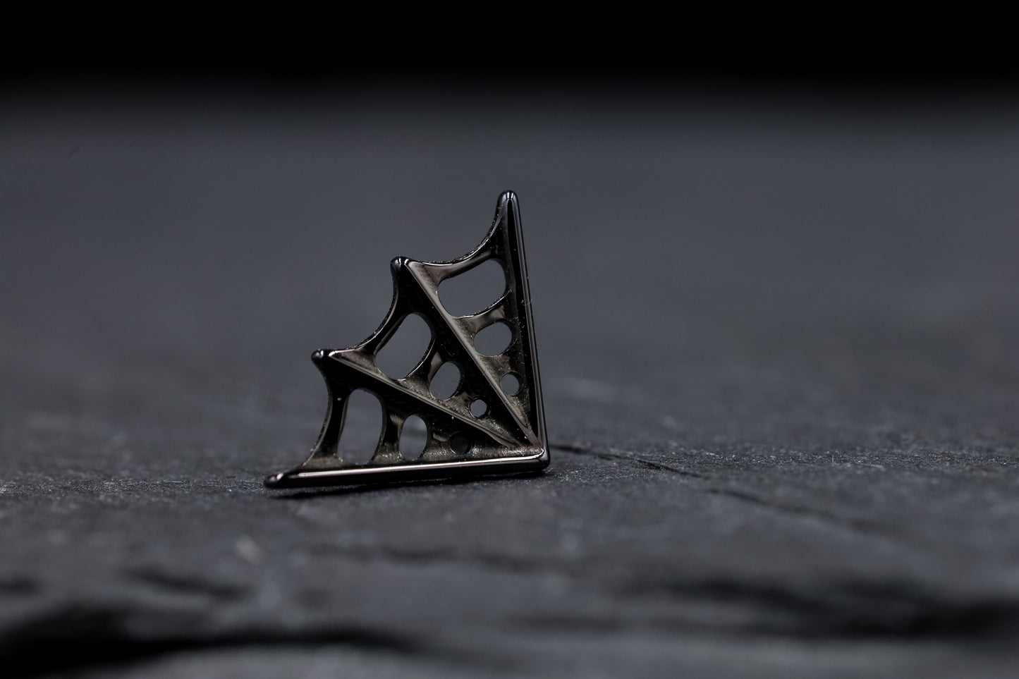 Black Cobweb Titanium Threadless Earring