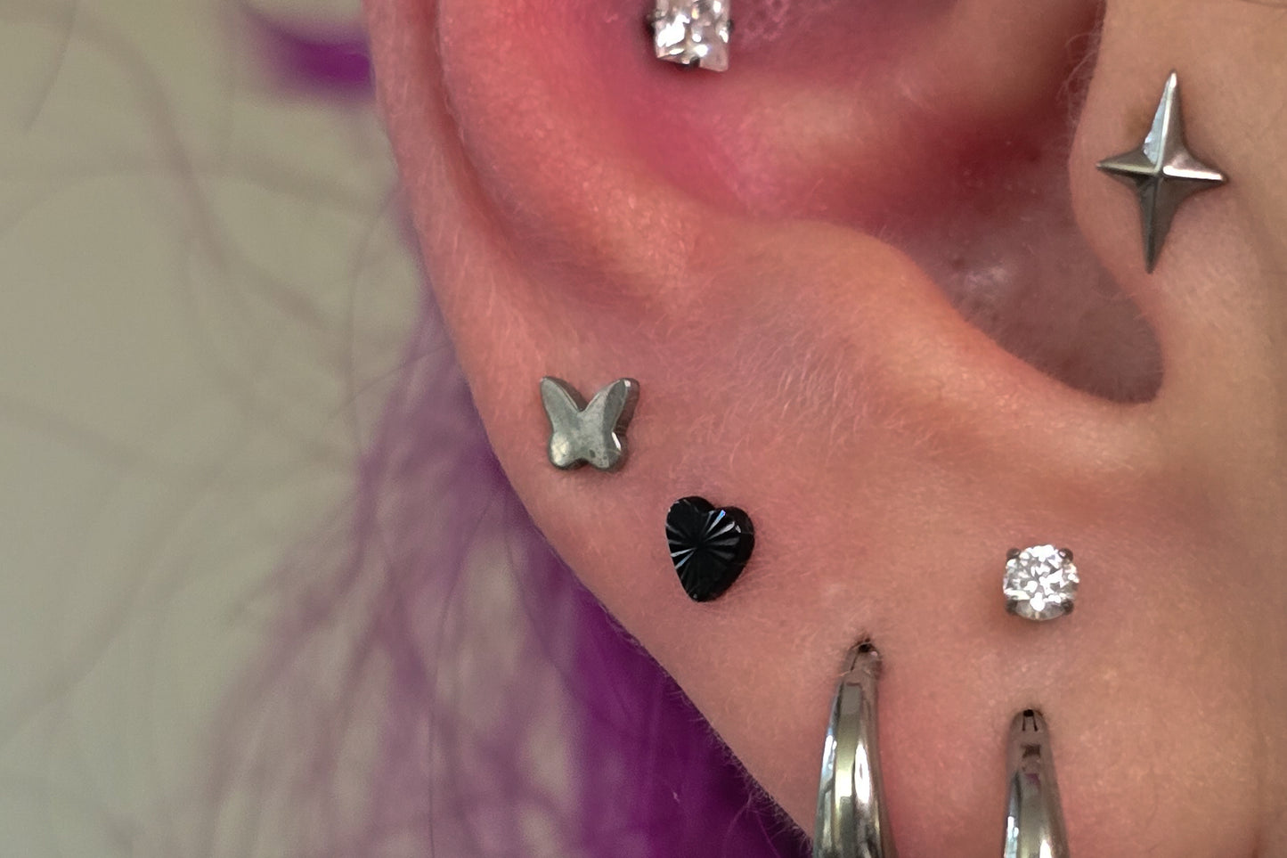 Little Butterfly Titanium Threadless Earring