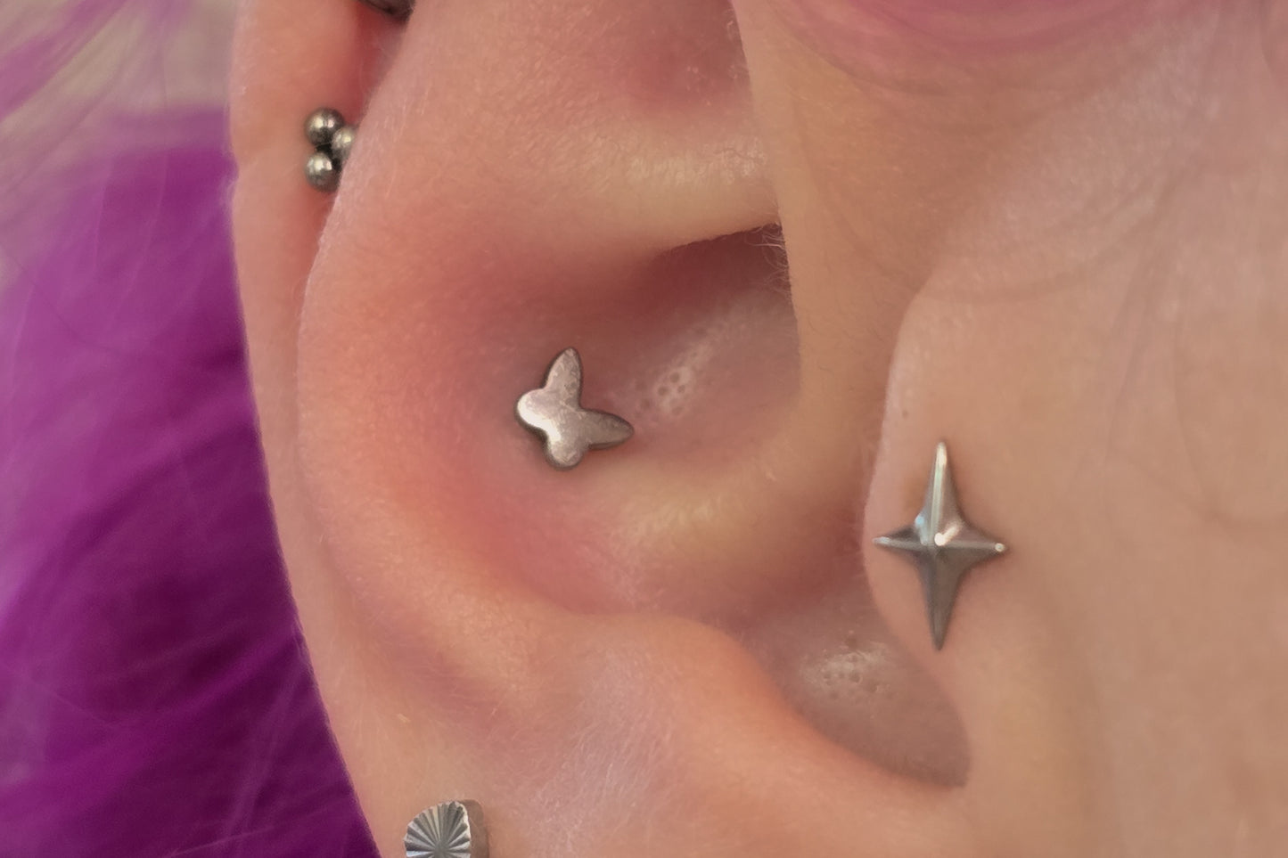 Little Butterfly Titanium Threadless Earring