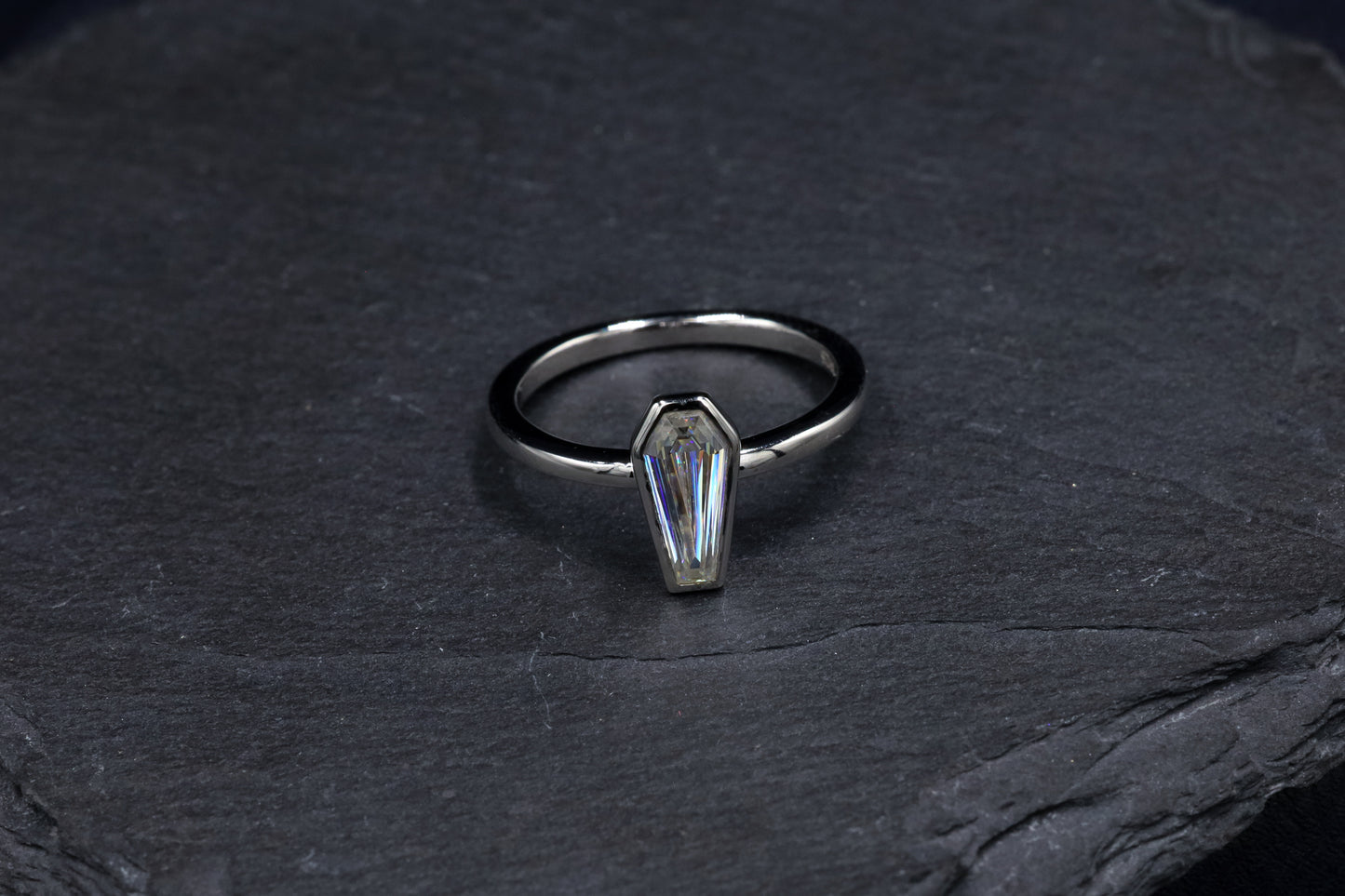 Coffin Moissanite Ring