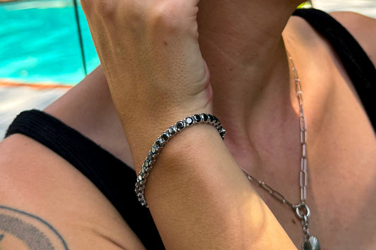 Black Moissanite Sterling Silver Bracelet