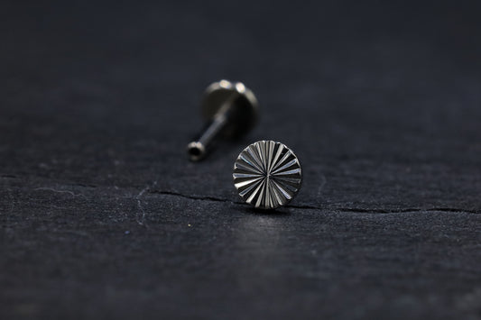 Cut Titanium Disc Threadless Earring