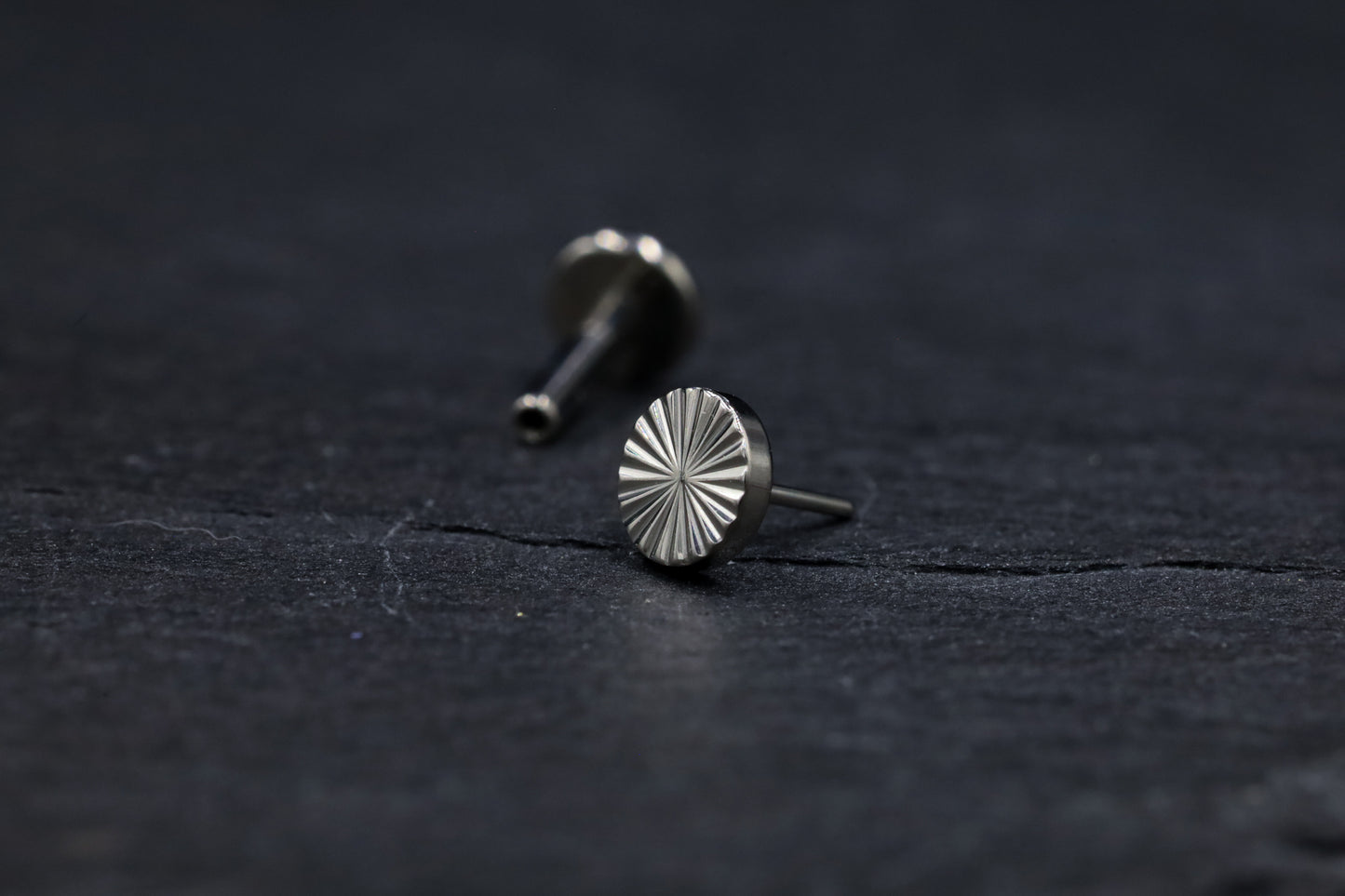 Cut Titanium Disc Threadless Earring