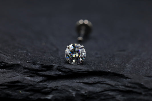 Statement Round Prong-set Moissanite Titanium Threadless Earring