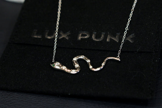 Sterling Silver and Moissanite Snake Necklace