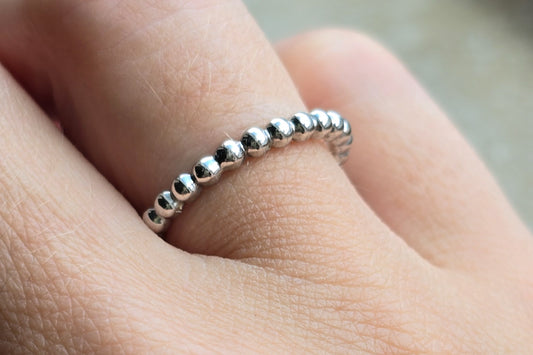 Sterling Silver Bead Eternity Ring