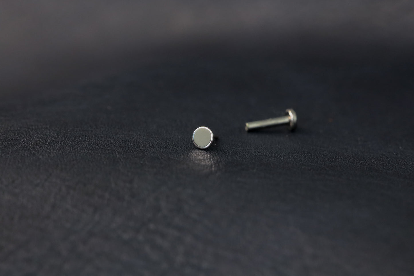 White Gold Disc Threadless Earring