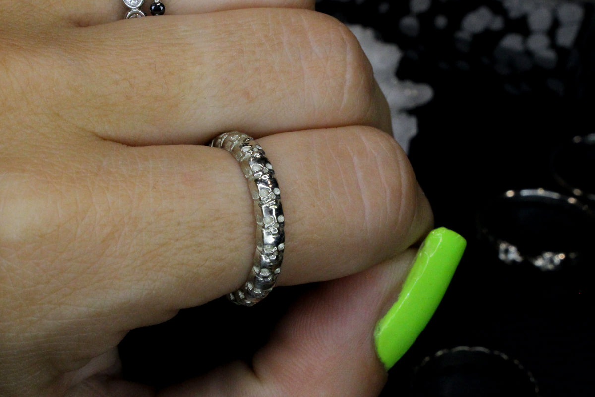 Sterling Silver Small Skull Eternity Band