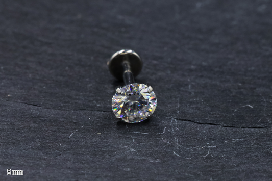 Statement Round Prong-set Moissanite Titanium Threadless Earring