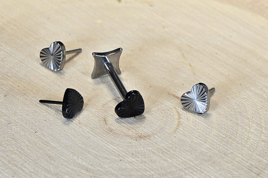 Cut Heart Titanium Threadless Earring