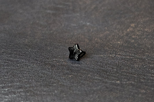 Black Cut Star Titanium Threadless Earring