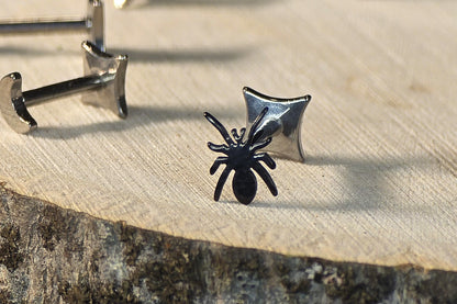 Black Spider Titanium Threadless Earring