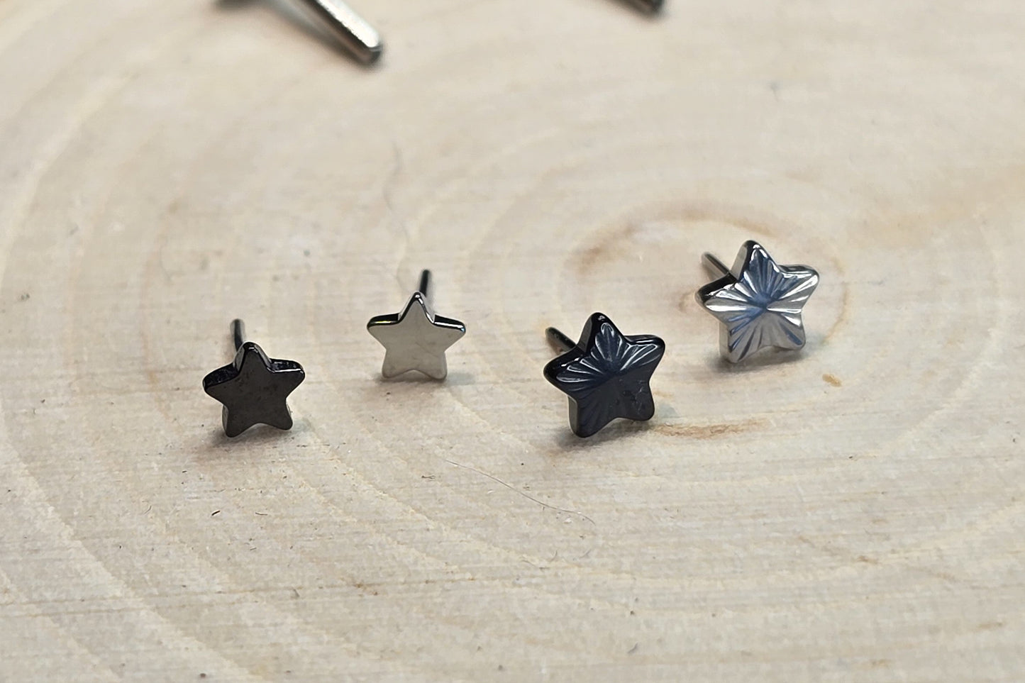 Cut Star Titanium Threadless Earring