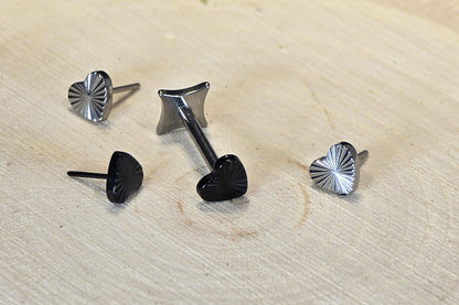 Black Cut Heart Titanium Threadless Earring