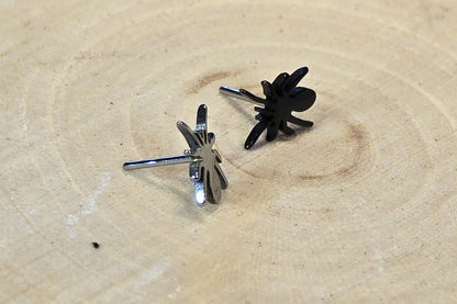 Black Spider Titanium Threadless Earring