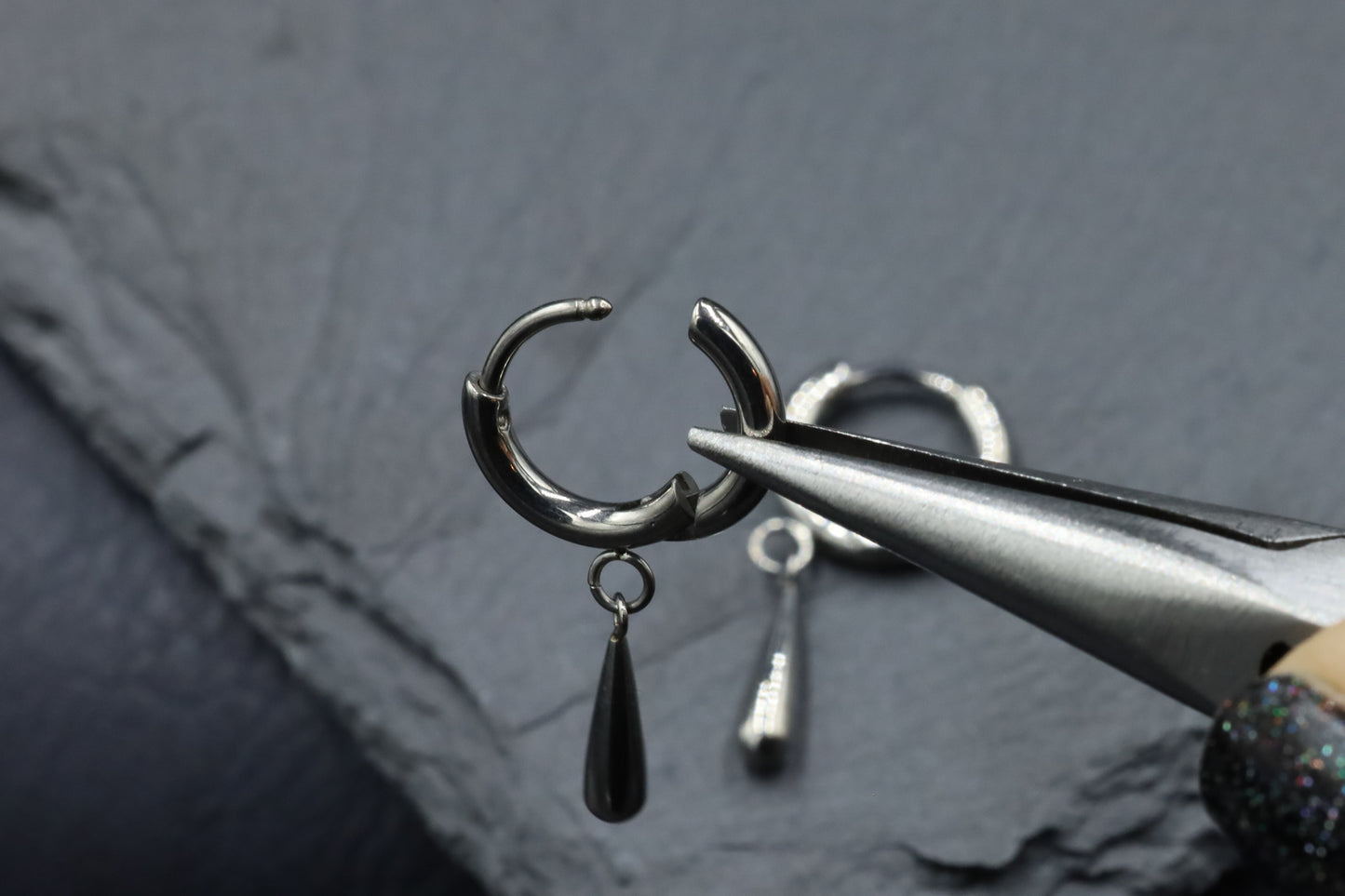 Raindrop Dangle Titanium Hoop Earring