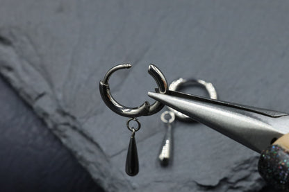 Raindrop Dangle Titanium Hoop Earring